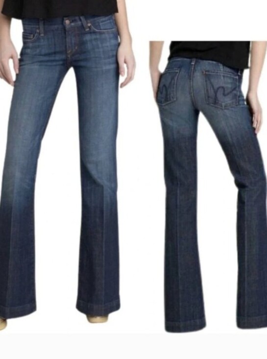 Citizens Of Humanity Denim - Citizens Of Humanity Faye #003 Low Waist Full Leg Dark Wash Jeans Size 28
